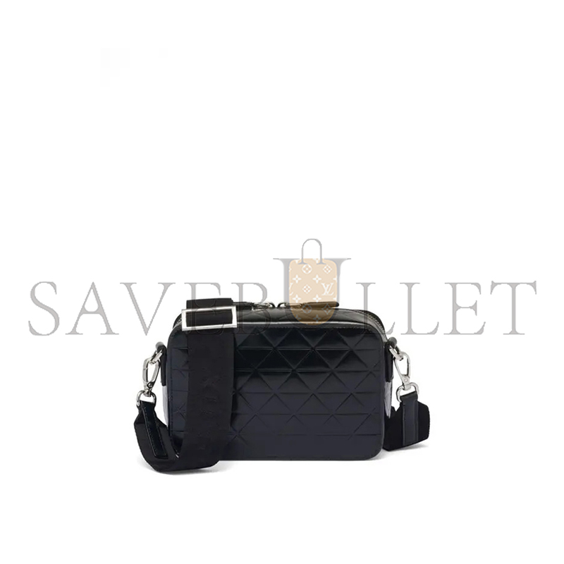 PRADA BRIQUE LOGO-PRINT LEATHER SHOULDER BAG 2VH070 (19*12*5.5cm)